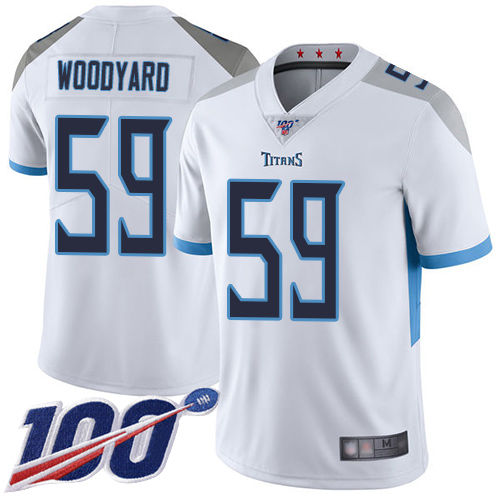 Tennessee Titans Limited White Men Wesley Woodyard Road Jersey NFL Football #59 100th Season Vapor Untouchable->youth nfl jersey->Youth Jersey